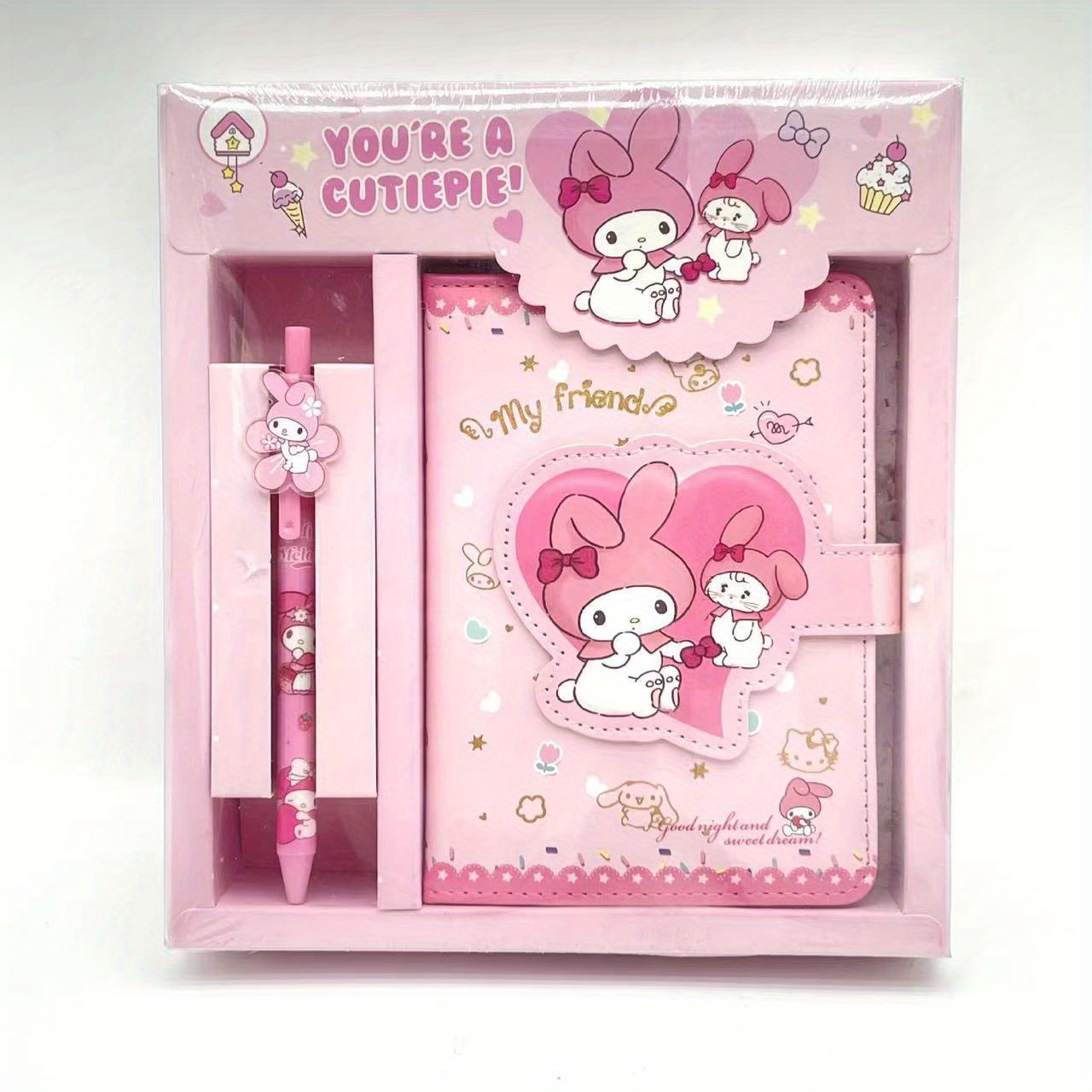 1set Hello Kitty Melody Kuromi Cinnamoroll Pompompurin Notebook Set, Cartoon Pu Leather Magnetic Closure Handbook Gift Box, Cute Notepad Portable Set, Pu Leather Magnetic Clasp Planner Gift Box
1set Hello Kitty Melody Kuromi Cinnamoroll Pompompurin Notebook Set, Cartoon Pu Leather Magnetic Closure Handbook Gift Box, Cute Notepad Portable Set, Pu Leather Magnetic Clasp Planner Gift Box