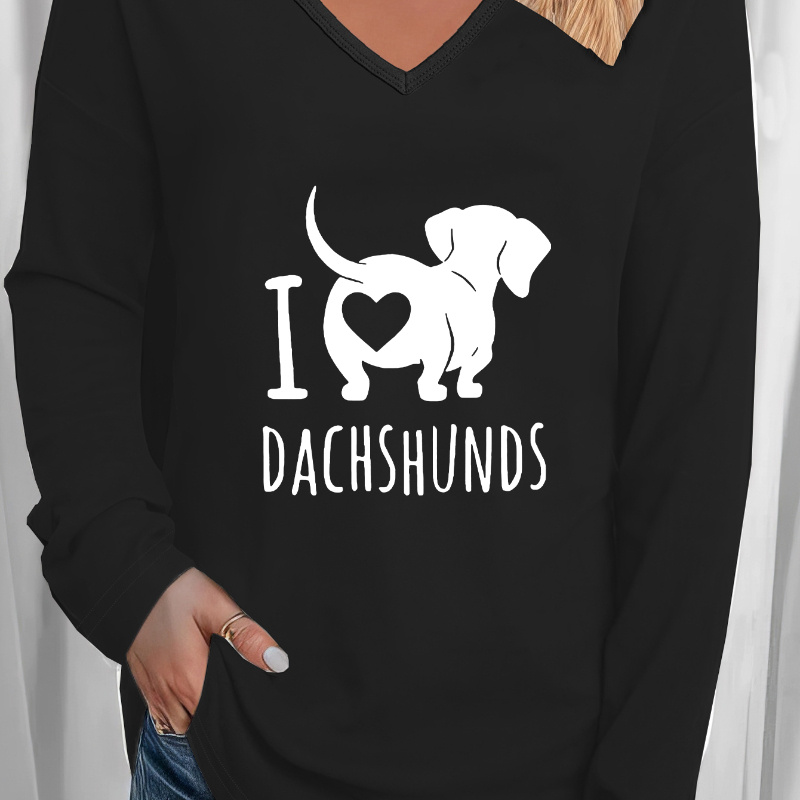 I'm A Dachshund Letter Print T-shirt, Long Sleeve V Neck Casual Top For Spring & Fall, Women's Clothing
I'm A Dachshund Letter Print T-shirt, Long Sleeve V Neck Casual Top For Spring & Fall, Women's Clothing