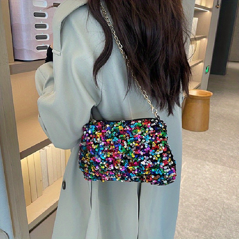 Fashion Sequins Crossbody Bag, Glitter Chain Shoulder Bag, Women's Bling-bling Prom Purse For Party Evening
Fashion Sequins Crossbody Bag, Glitter Chain Shoulder Bag, Women's Bling-bling Prom Purse For Party Evening