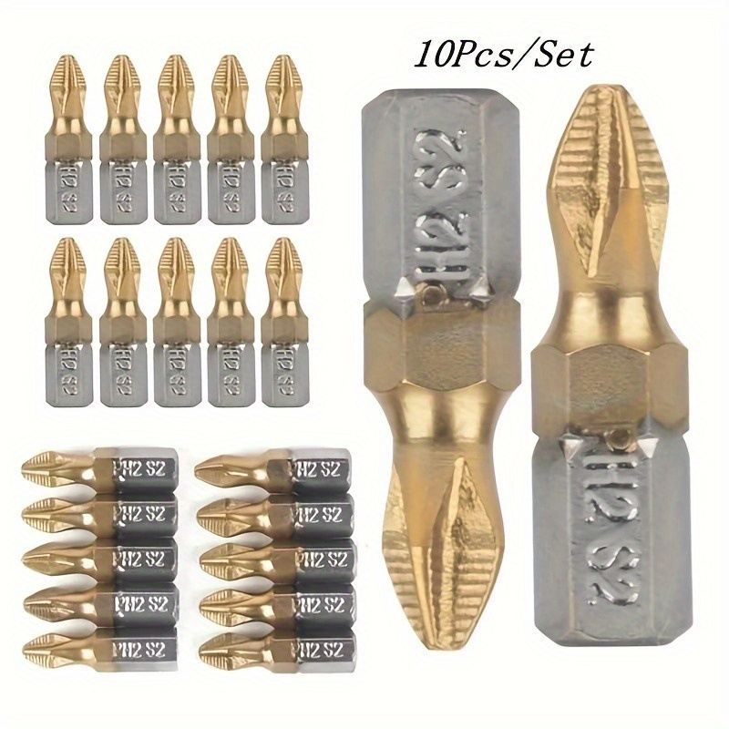 10pcs 25mm 1/4 Threaded Shank Titanium Alloy Anti-jump Ph2 Magnetic Screwdriver Bits - Superior Strength And Durability For Your Diy Projects!
10pcs 25mm 1/4 Threaded Shank Titanium Alloy Anti-jump Ph2 Magnetic Screwdriver Bits - Superior Strength And Durability For Your Diy Projects!