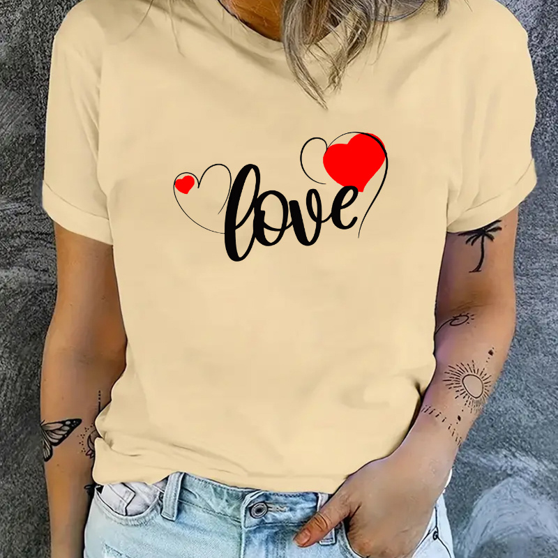 Valentine's Day Love Letter Print Casual Sports T-shirt, Short Sleeve Round Neck Workout Tops, Women's Activewear
Valentine's Day Love Letter Print Casual Sports T-shirt, Short Sleeve Round Neck Workout Tops, Women's Activewear