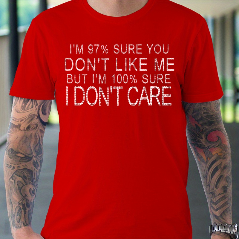 Plus Size I Don't Care Tees, Men's Casual Graphic T-shirt Short Sleeve Versatile Loose Summer Tops For Street Daily
Plus Size I Don't Care Tees, Men's Casual Graphic T-shirt Short Sleeve Versatile Loose Summer Tops For Street Daily