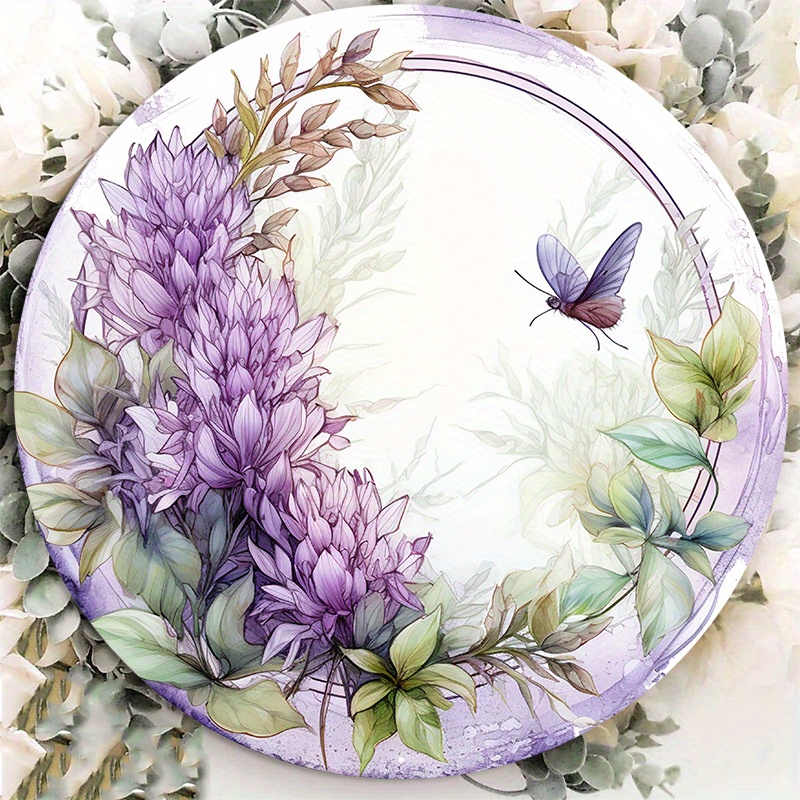 1pc 8x8inch Aluminum Metal Sign, Purple Flowers And Butterfly Metal Wreath Sign, Round Wreath Sign
1pc 8x8inch Aluminum Metal Sign, Purple Flowers And Butterfly Metal Wreath Sign, Round Wreath Sign