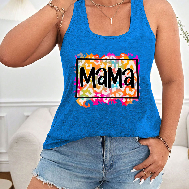 Plus Size Mama Print Tank Top, Casual Crew Neck Sleeveless Top For Summer, Women's Plus Size Clothing
Plus Size Mama Print Tank Top, Casual Crew Neck Sleeveless Top For Summer, Women's Plus Size Clothing