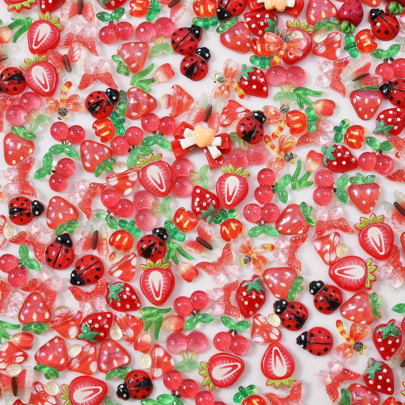//200pcs Cute Cartoon Nail Charms Strawberry Cherry Ladybug Mushroom , Resin Nail Accessory Nail Decoration Accessories For Women Nail Art Decoration
//200pcs Cute Cartoon Nail Charms Strawberry Cherry Ladybug Mushroom , Resin Nail Accessory Nail Decoration Accessories For Women Nail Art Decoration