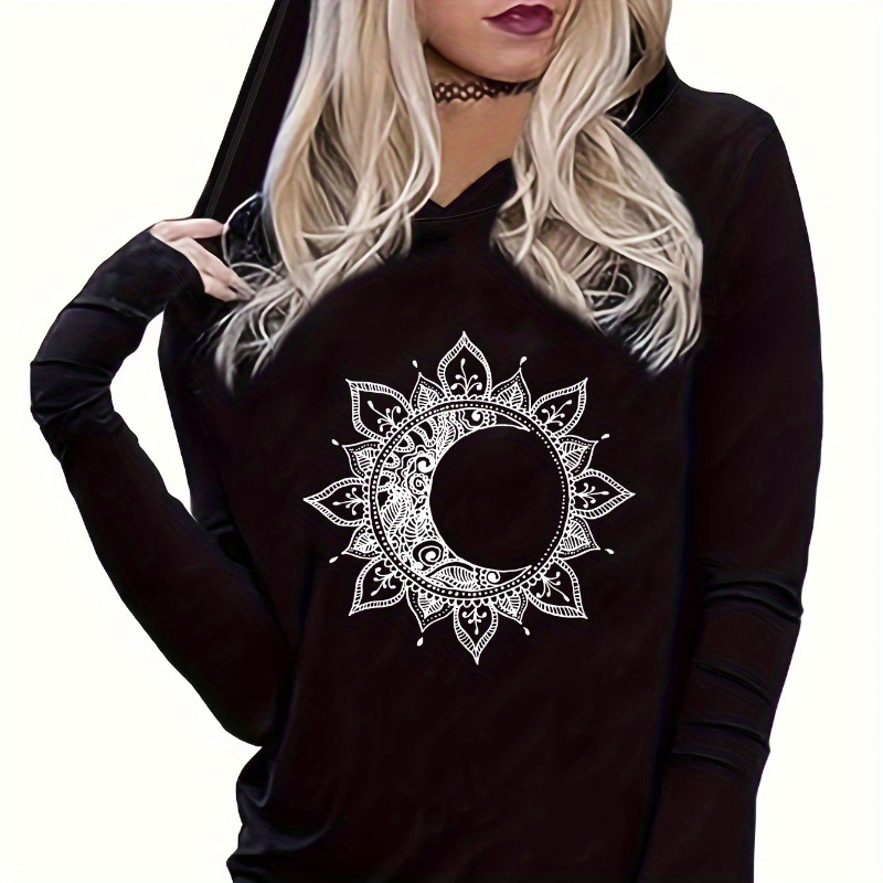 Graphic Print Hooded T-shirt, Casual Long Sleeve Top For Spring & Fall, Women's Clothing
Graphic Print Hooded T-shirt, Casual Long Sleeve Top For Spring & Fall, Women's Clothing