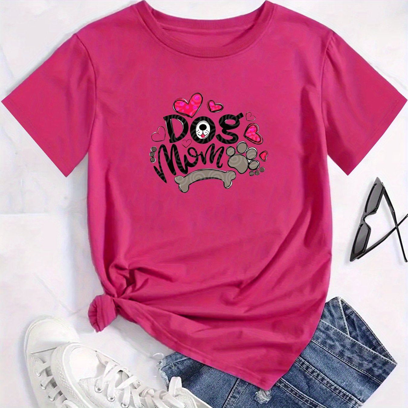 Dog Mom Print T-shirt, Casual Crew Neck Short Sleeve Top For Spring & Summer, Women's Clothing
Dog Mom Print T-shirt, Casual Crew Neck Short Sleeve Top For Spring & Summer, Women's Clothing