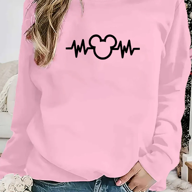 Cartoon Mouse Graphic Crew Neck Sweatshirt, Long Sleeves Round Neck Sports Pullover Sweatshirt, Women's Activewear
Cartoon Mouse Graphic Crew Neck Sweatshirt, Long Sleeves Round Neck Sports Pullover Sweatshirt, Women's Activewear