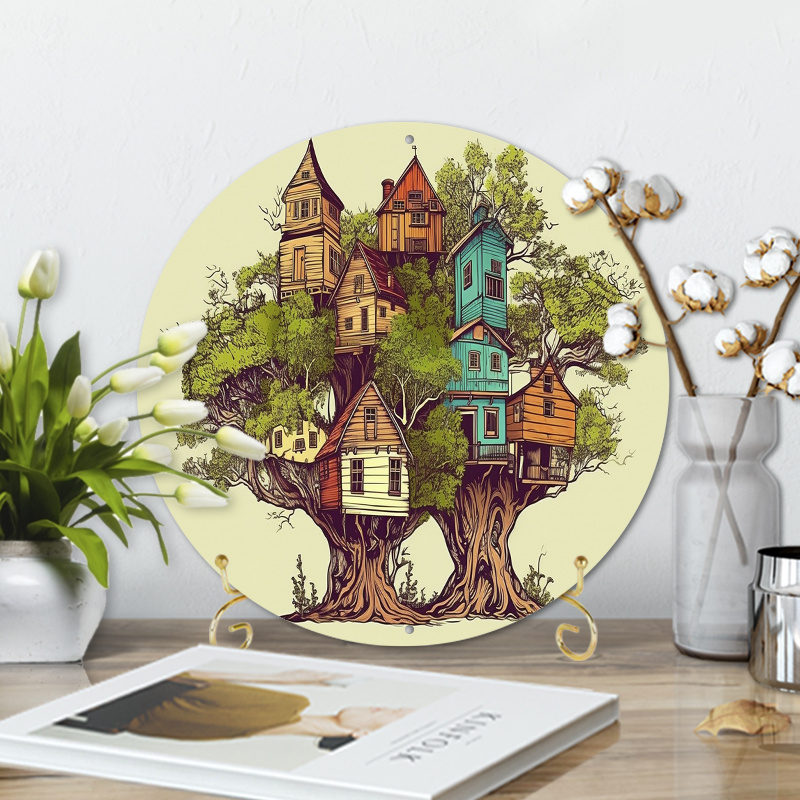 1pc Round Aluminum Metal Sign, Creative Tree House Pattern Metal Sign Decor, Home Decor, Wall Decoration
1pc Round Aluminum Metal Sign, Creative Tree House Pattern Metal Sign Decor, Home Decor, Wall Decoration