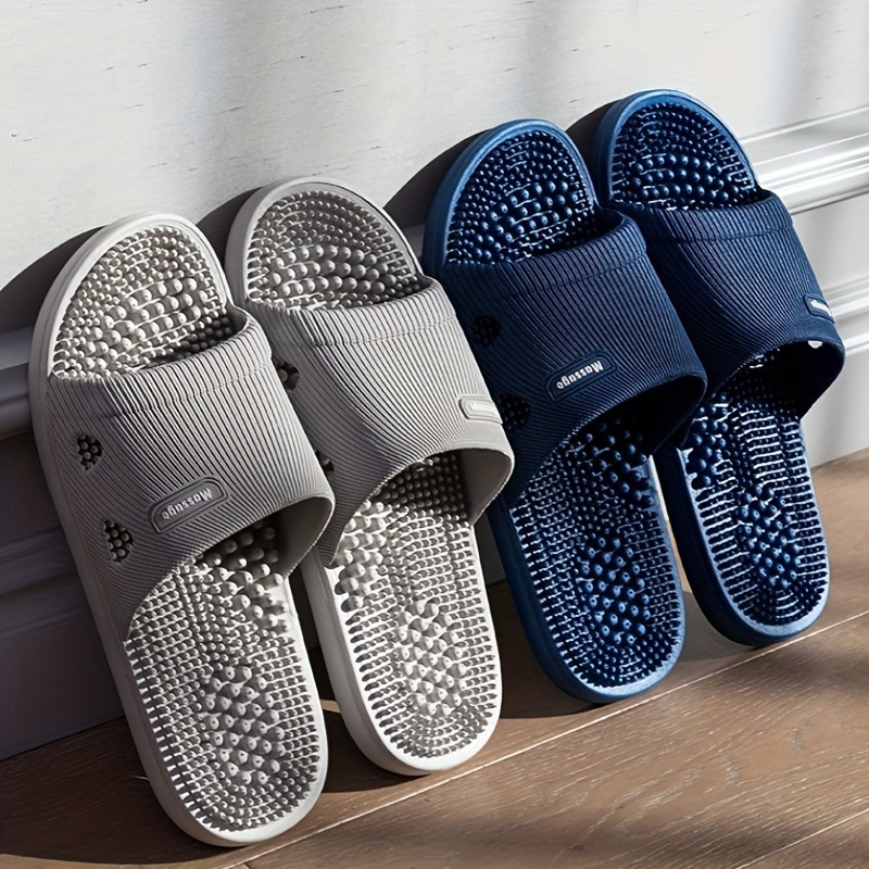 Men's Solid Massage Slides, Non Slip Quick-drying Open Toe Slippers For Indoor Walking And Bathroom Shower
Men's Solid Massage Slides, Non Slip Quick-drying Open Toe Slippers For Indoor Walking And Bathroom Shower