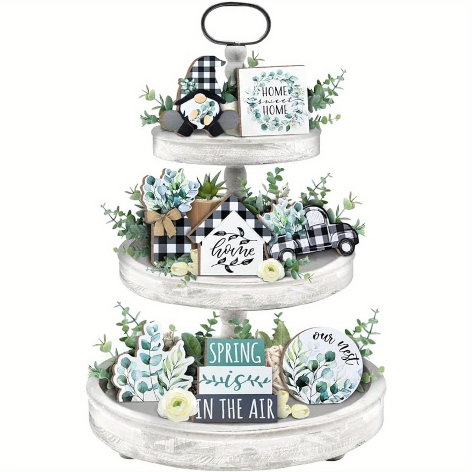 1 Set Spring Tiered Tray Decor, Farmhouse Eucalyptus Leaves Tray Decorations, Spring Gnome Wreath Buffalo Plaid Mason Jar Truck Wooden Signs, Rustic Spring Decor For Home Table Shelf Mantel Party
1 Set Spring Tiered Tray Decor, Farmhouse Eucalyptus Leaves Tray Decorations, Spring Gnome Wreath Buffalo Plaid Mason Jar Truck Wooden Signs, Rustic Spring Decor For Home Table Shelf Mantel Party
