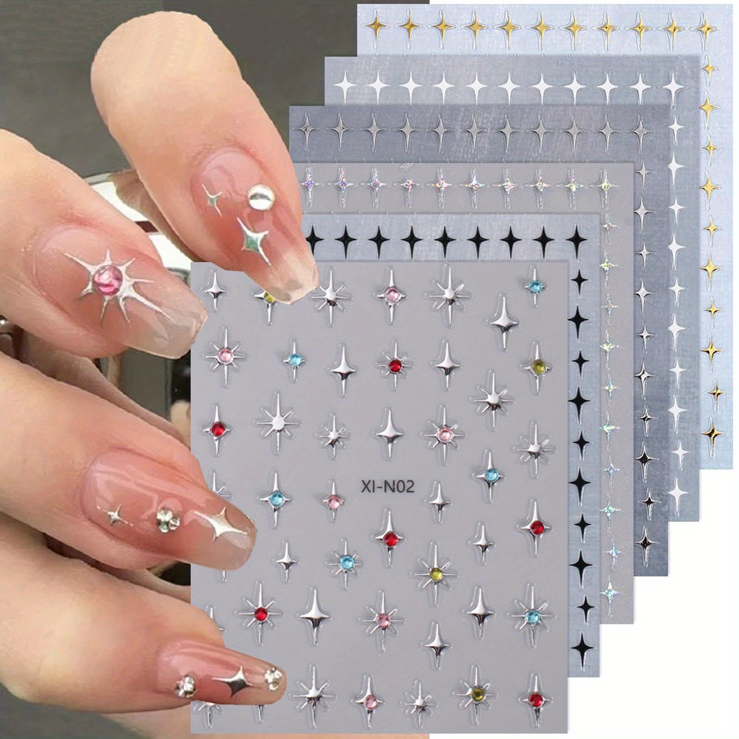 6 Sheet Nail Art Stickers With Star Design, Self Adhesive Nail Art Decals For Nail Art Decoration,nail Art Supplies For Women And Girls
6 Sheet Nail Art Stickers With Star Design, Self Adhesive Nail Art Decals For Nail Art Decoration,nail Art Supplies For Women And Girls