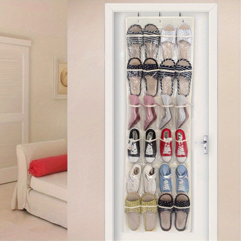 1pc 24-pocket Over-the-door Shoe Organizer, Clear Hanging Closet Shoe Rack Storage For Slippers, Sneakers, Sandals, Durable Material, Space Saving Shoe Holder
1pc 24-pocket Over-the-door Shoe Organizer, Clear Hanging Closet Shoe Rack Storage For Slippers, Sneakers, Sandals, Durable Material, Space Saving Shoe Holder