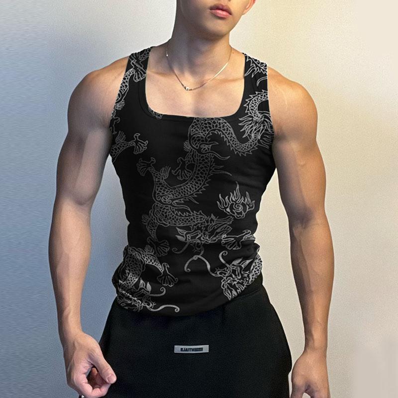 Dragon Print Comfy Breathable Tank Top, Men's Casual Stretch Sleeveless T-shirt For Summer
Dragon Print Comfy Breathable Tank Top, Men's Casual Stretch Sleeveless T-shirt For Summer