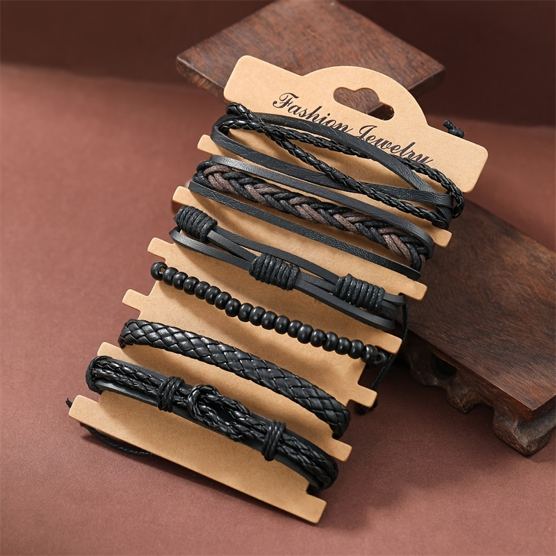 6pcs Men's Handcrafted Leather Bracelets - Minimalist Twisted Design, Casual Attire & Gifts
6pcs Men's Handcrafted Leather Bracelets - Minimalist Twisted Design, Casual Attire & Gifts