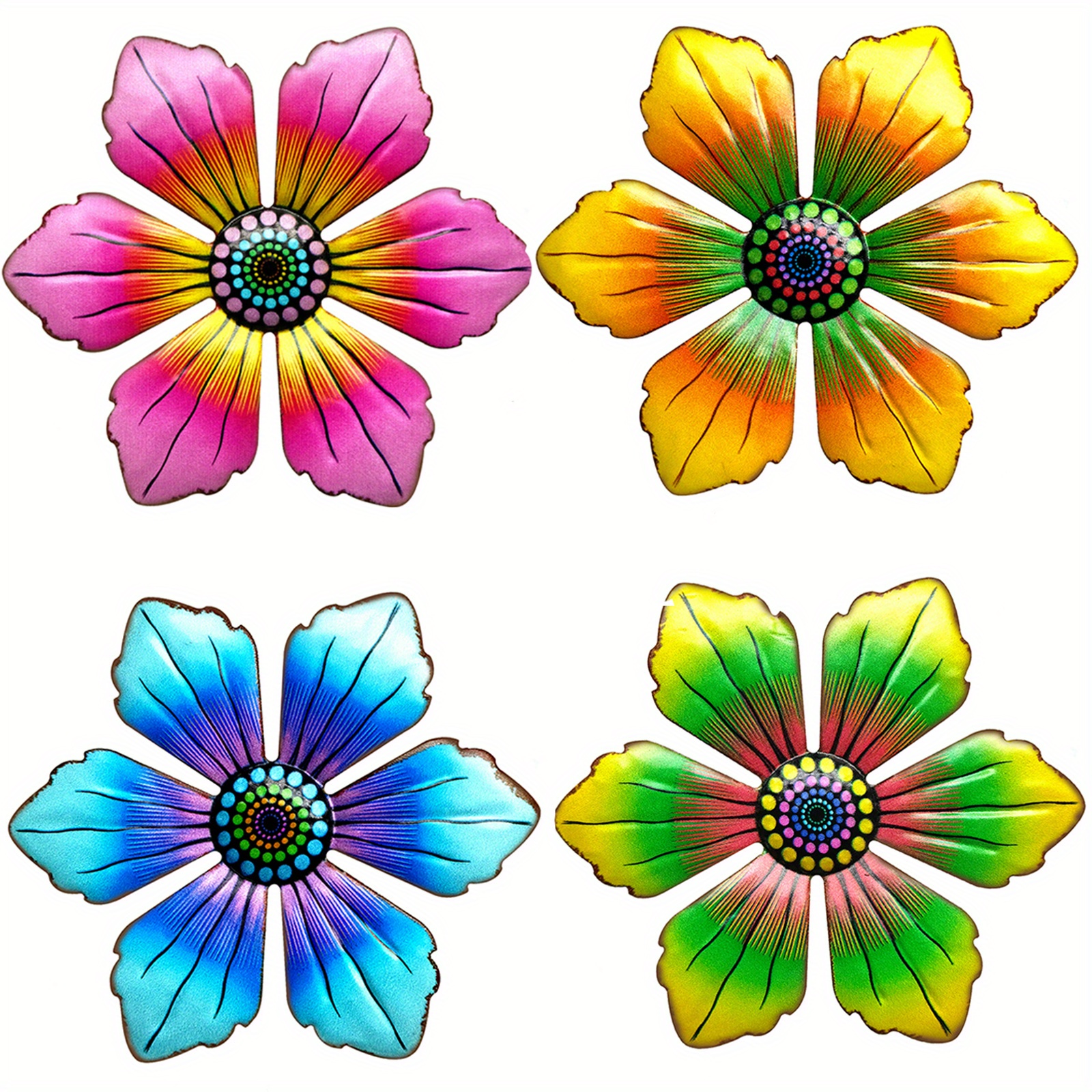 4pcs Metal Flowers Outdoor Decor, Metal Garden Wall Art, Hanging Sculptures For Indoor Outdoor Home Garden, 6 Inch
4pcs Metal Flowers Outdoor Decor, Metal Garden Wall Art, Hanging Sculptures For Indoor Outdoor Home Garden, 6 Inch