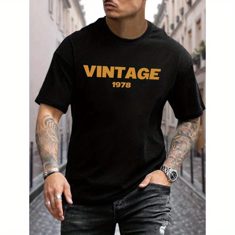 Vintage 1978 Print Crew Neck T-shirt For Men, Casual Short Sleeve Top, Men's Clothing
Vintage 1978 Print Crew Neck T-shirt For Men, Casual Short Sleeve Top, Men's Clothing