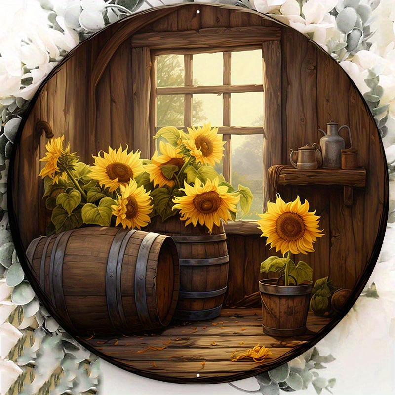1pc 8x8inch Aluminum Metal Sign Barn And Sunflowers Wreath Sign, Metal Wreath Sign, Round Wreath Sign, Door Decor
1pc 8x8inch Aluminum Metal Sign Barn And Sunflowers Wreath Sign, Metal Wreath Sign, Round Wreath Sign, Door Decor