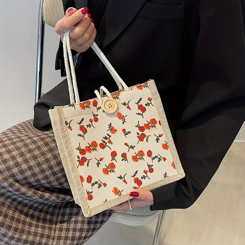 Classic Canvas Floral Mini Satchel Bag, Aesthetic Handheld Storage Bag, Fashionable Square Bag For Office, Travel & Picnic Use
Classic Canvas Floral Mini Satchel Bag, Aesthetic Handheld Storage Bag, Fashionable Square Bag For Office, Travel & Picnic Use