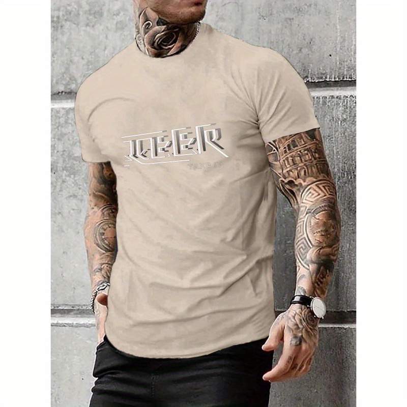 Stylish Letter Print Crew Neck Short Sleeve T-shirt Tops, Casual Pullover For Men Summer Gift
Stylish Letter Print Crew Neck Short Sleeve T-shirt Tops, Casual Pullover For Men Summer Gift