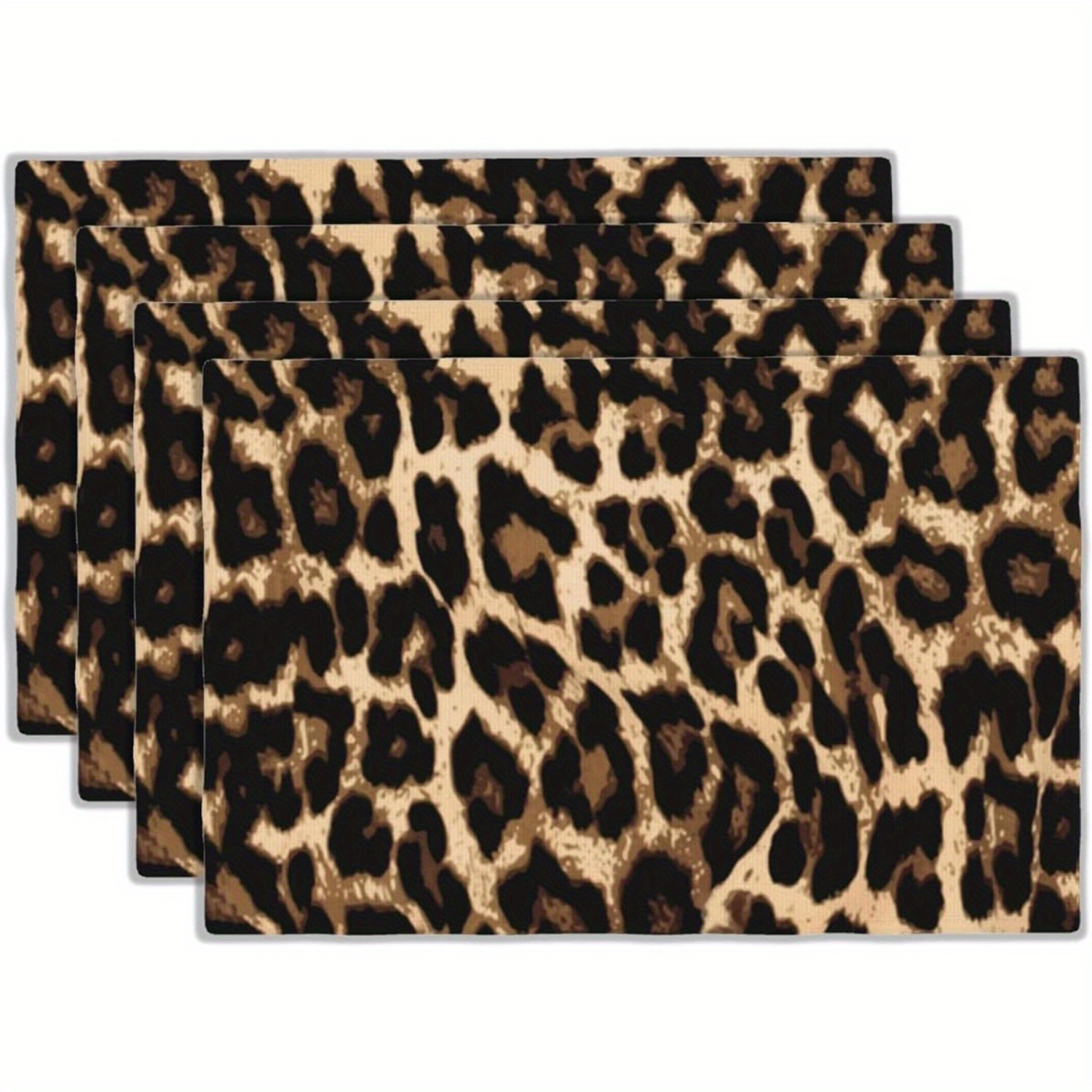 4pcs, Table Pads, Black Brown Leopard Printed Fabric Placemats, African Bionic Leopard Pattern Table Mats, Festive Table Mat For Dining Home, Holiday Table Decor
4pcs, Table Pads, Black Brown Leopard Printed Fabric Placemats, African Bionic Leopard Pattern Table Mats, Festive Table Mat For Dining Home, Holiday Table Decor
