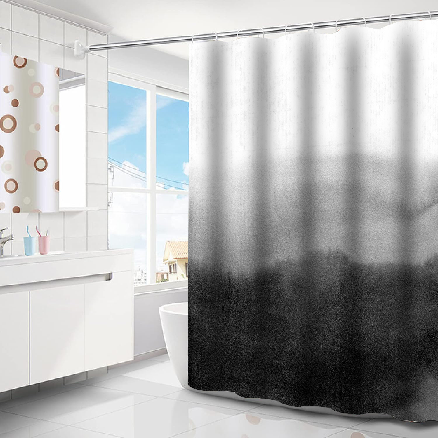 1pc, Ombre Grey Waterproof Shower Curtain, Contemporary Style With Hook Set, Bathroom Accessory, Machine Washable Home Decor
1pc, Ombre Grey Waterproof Shower Curtain, Contemporary Style With Hook Set, Bathroom Accessory, Machine Washable Home Decor