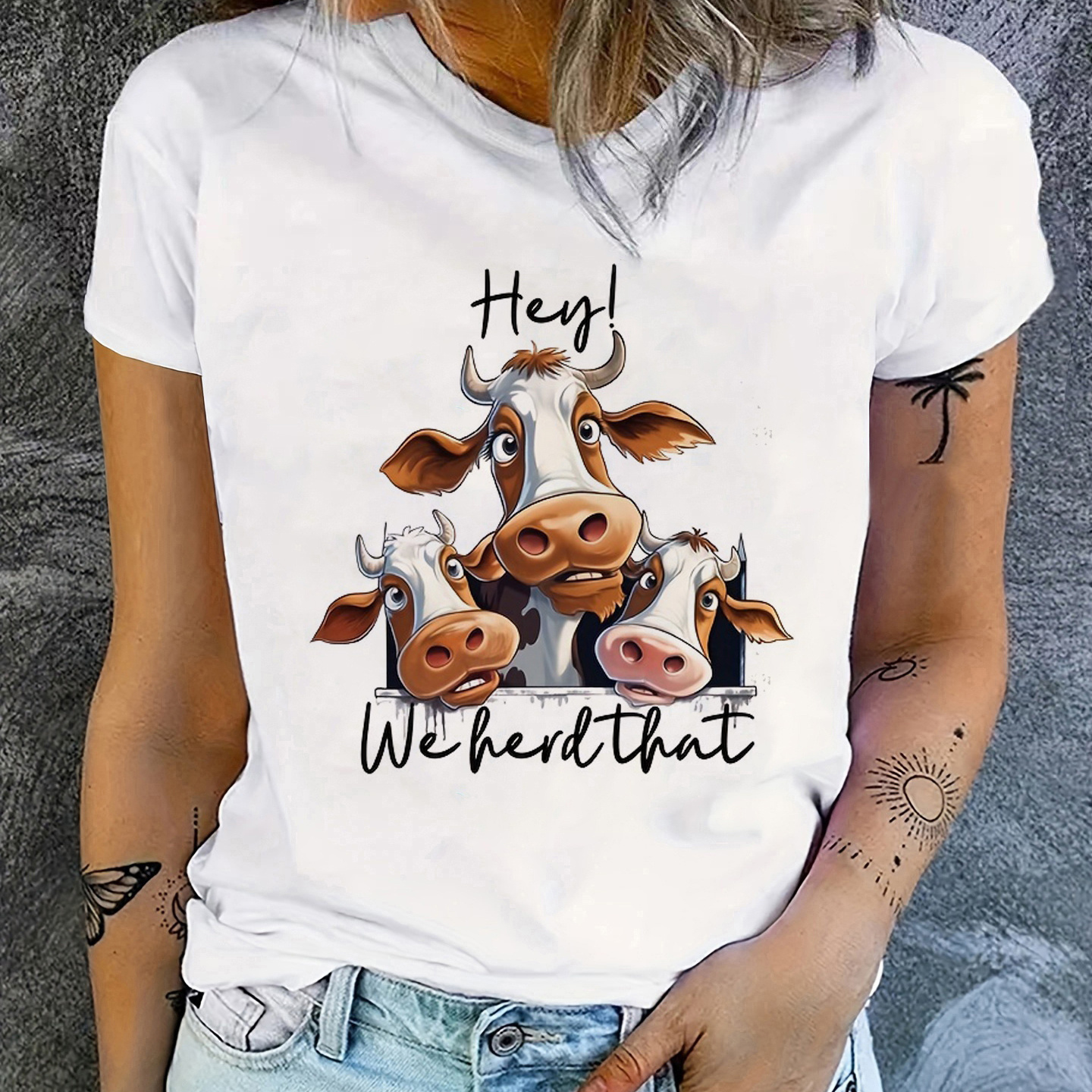 Cow Head Print Crew Neck T-shirt, Casual Short Sleeve T-shirt For Spring & Summer, Women's Clothing
Cow Head Print Crew Neck T-shirt, Casual Short Sleeve T-shirt For Spring & Summer, Women's Clothing