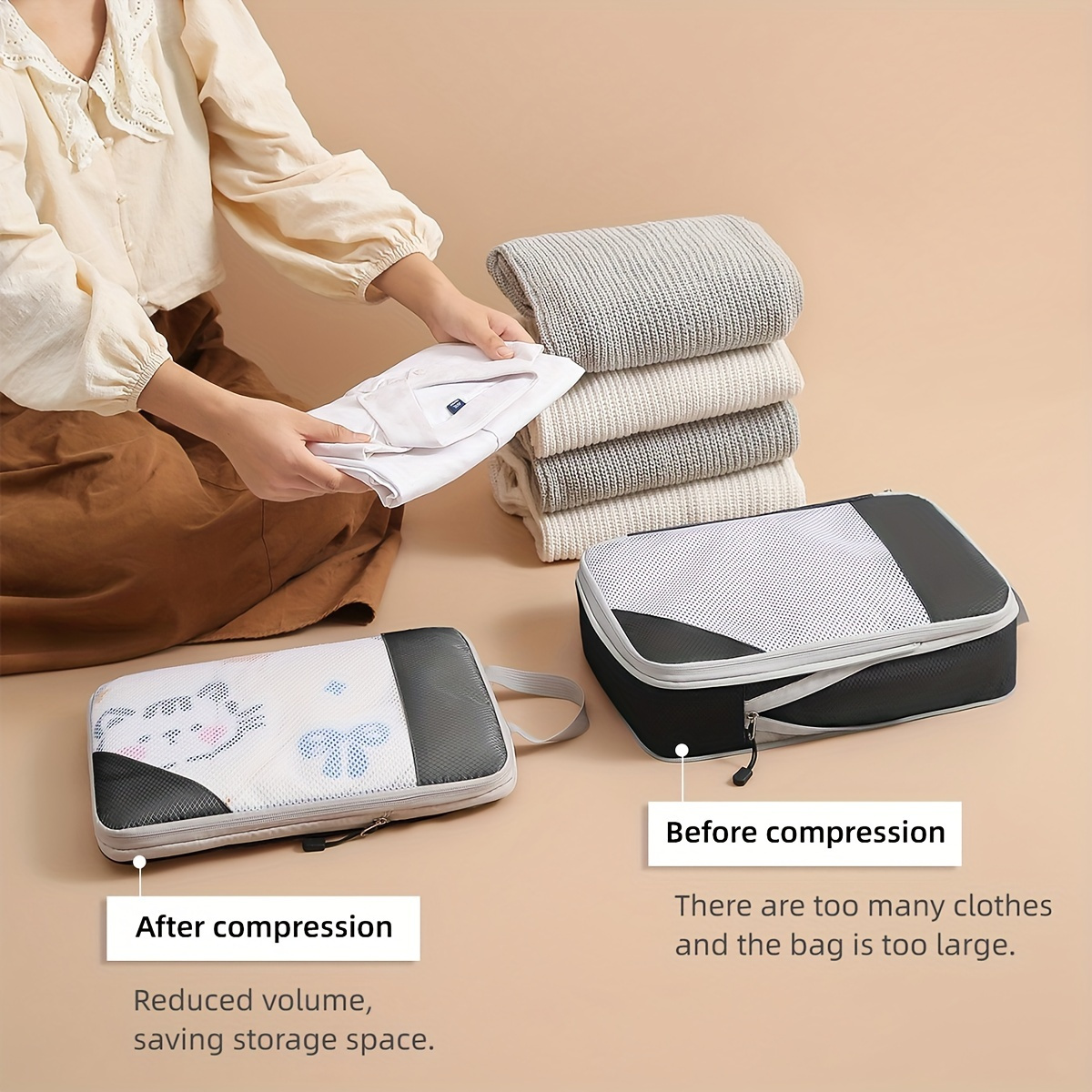 4-piece Packing Cube Set, Mesh Travel Organizers, Space-saving & Portable Clothes & Underwear Storage, Large Capacity, Effortless Packing Bags
4-piece Packing Cube Set, Mesh Travel Organizers, Space-saving & Portable Clothes & Underwear Storage, Large Capacity, Effortless Packing Bags