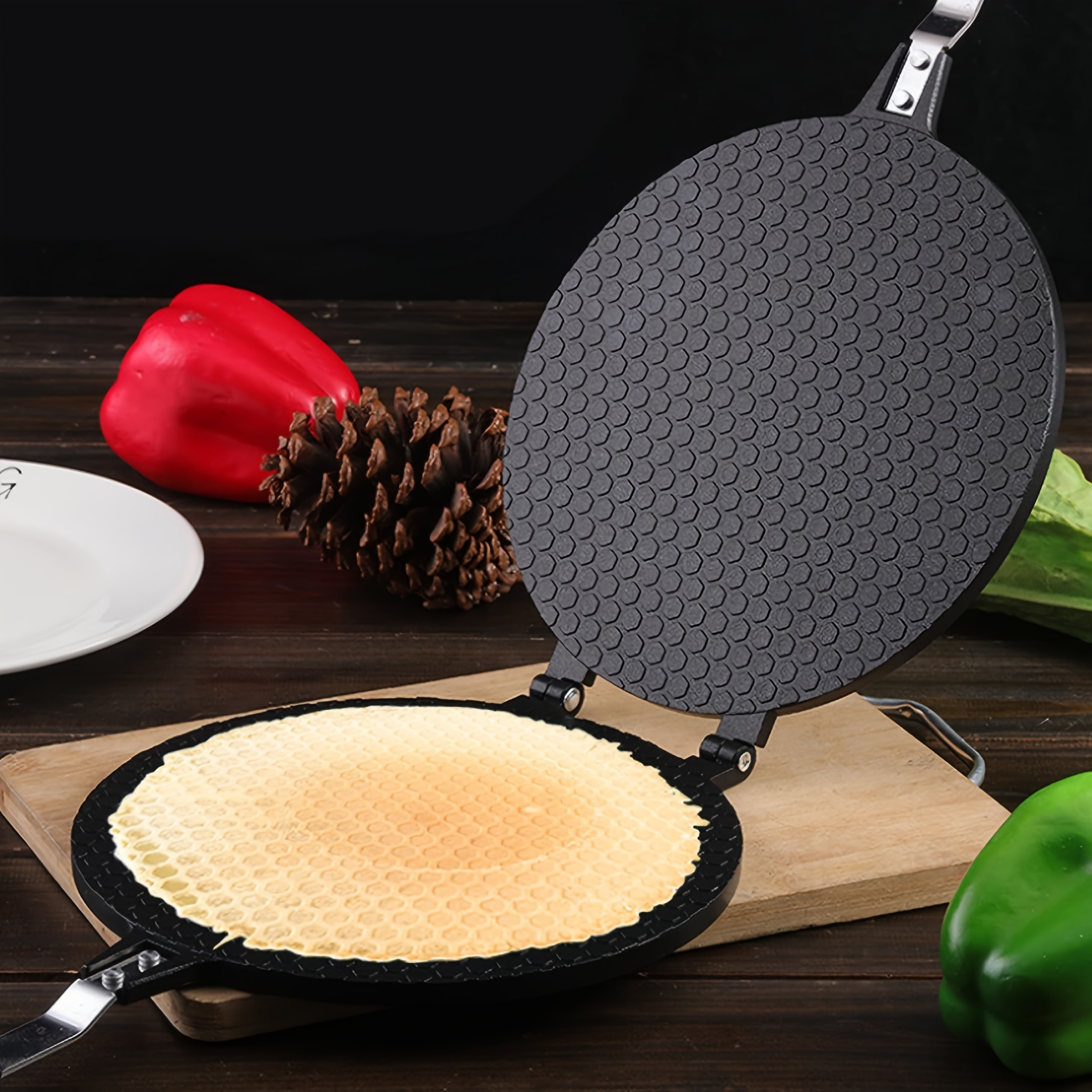 1pc Egg Roll Mold, Chicken Rolls Press, Ice Cream Cone Mold, Non-sticky Toaster And Cookware With Handles
1pc Egg Roll Mold, Chicken Rolls Press, Ice Cream Cone Mold, Non-sticky Toaster And Cookware With Handles