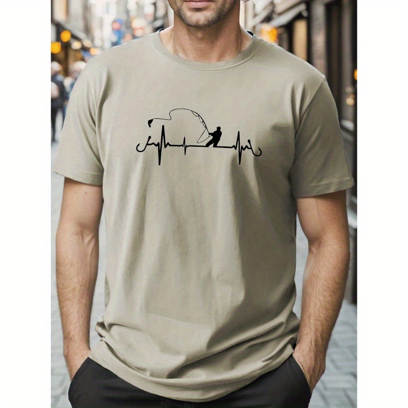Plus Size Men's Fishing Electrocardiogram Print T-shirt, Casual Short Sleeve Round Neck Top For Summer Outdoor Sports
Plus Size Men's Fishing Electrocardiogram Print T-shirt, Casual Short Sleeve Round Neck Top For Summer Outdoor Sports