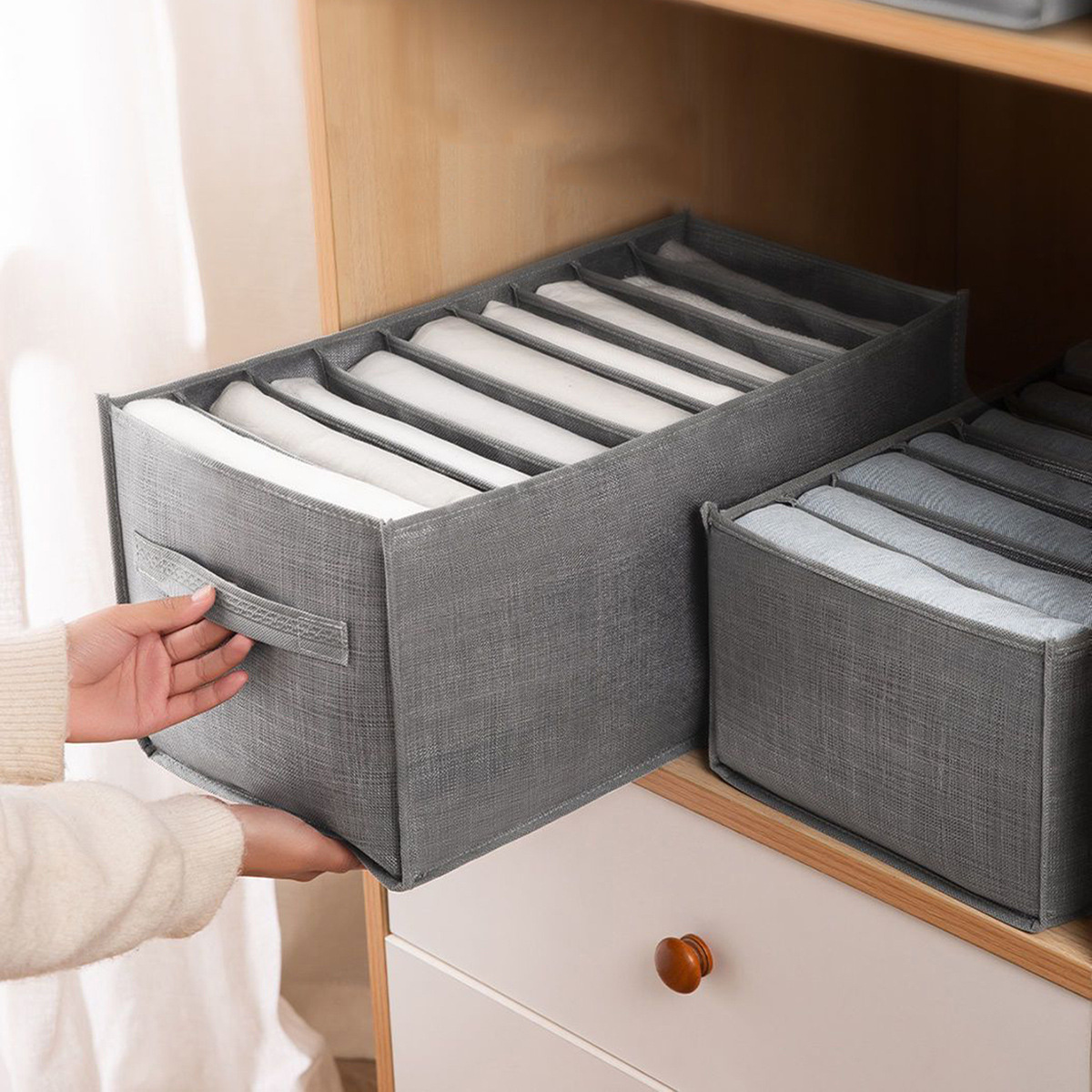 Foldable Clothes Storage Box With Handles - Portable Organizer For Jeans, Sweaters & Wardrobe Essentials
Foldable Clothes Storage Box With Handles - Portable Organizer For Jeans, Sweaters & Wardrobe Essentials