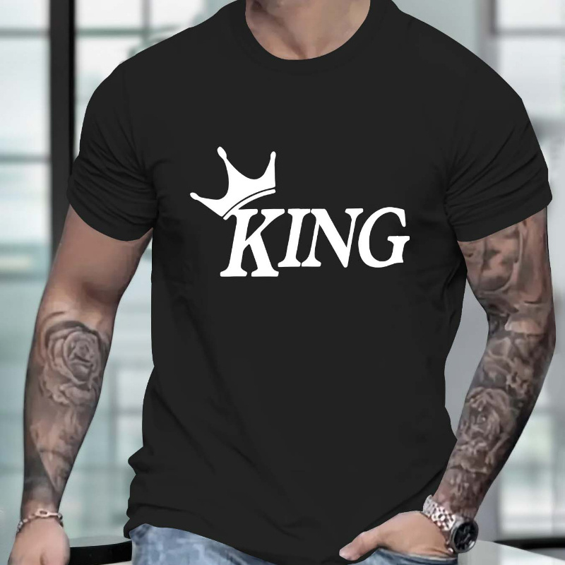 King Alphabet Print Crew Neck Short Sleeve T-shirt For Men, Casual Summer T-shirt For Daily Wear And Vacation Resorts
King Alphabet Print Crew Neck Short Sleeve T-shirt For Men, Casual Summer T-shirt For Daily Wear And Vacation Resorts