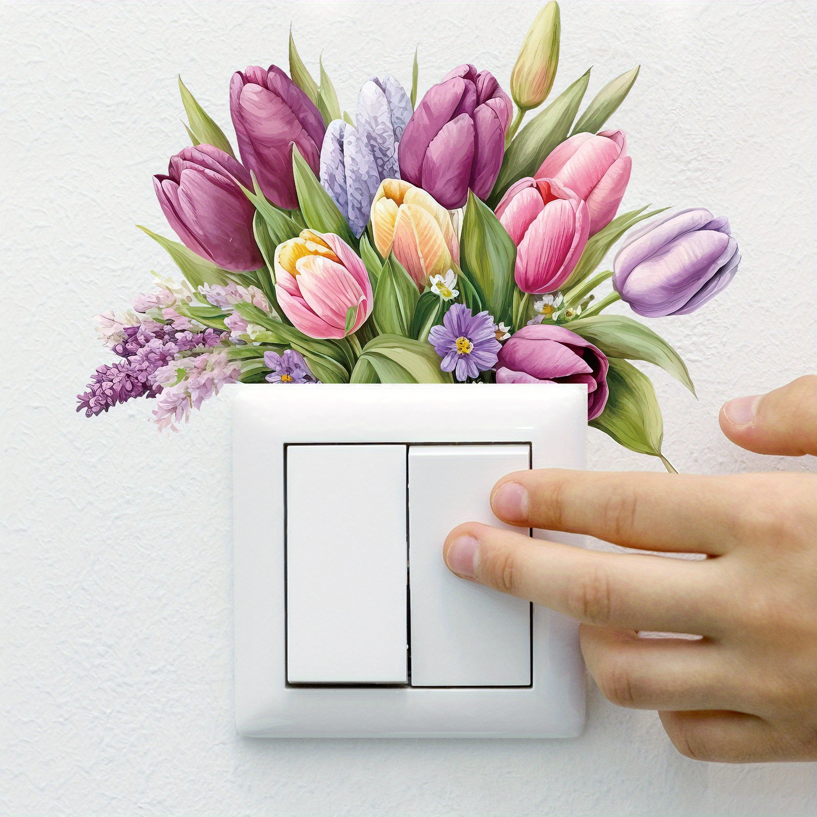 1pc Removable Creative Tulip Switch Decals Green Plant Flower Switch Decals Decorative Art For Living Room Bedroom Bathroom Kitchen Home Decoration Eid Al-adha Mubarak
1pc Removable Creative Tulip Switch Decals Green Plant Flower Switch Decals Decorative Art For Living Room Bedroom Bathroom Kitchen Home Decoration Eid Al-adha Mubarak