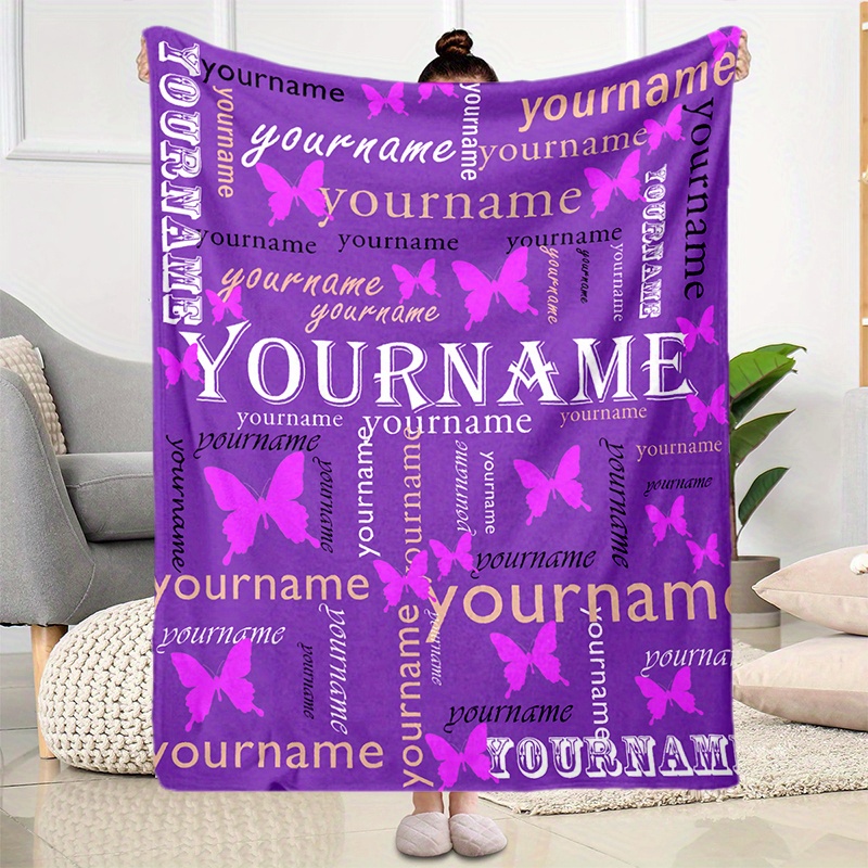 1pc Customized Your Name Purple Butterfly Chair Flannel Blanket, Warm Cozy Soft Blanket For Chair Office Couch Bed Sofa Office Camping Soft And Warm Flannel
1pc Customized Your Name Purple Butterfly Chair Flannel Blanket, Warm Cozy Soft Blanket For Chair Office Couch Bed Sofa Office Camping Soft And Warm Flannel