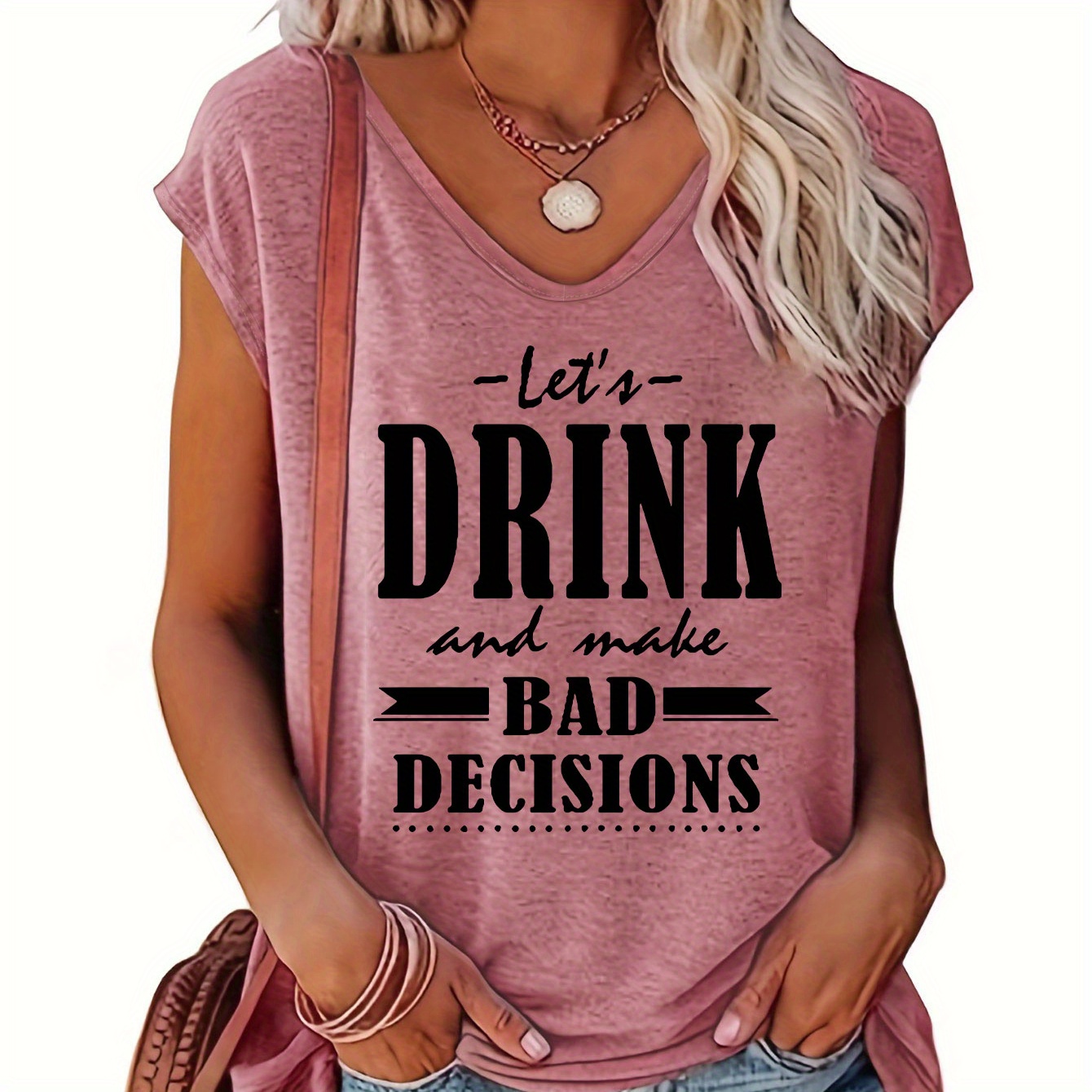 Drink Print V Neck Tank Top, Casual Sleeveless Top For Summer & Spring, Women's Clothing
Drink Print V Neck Tank Top, Casual Sleeveless Top For Summer & Spring, Women's Clothing