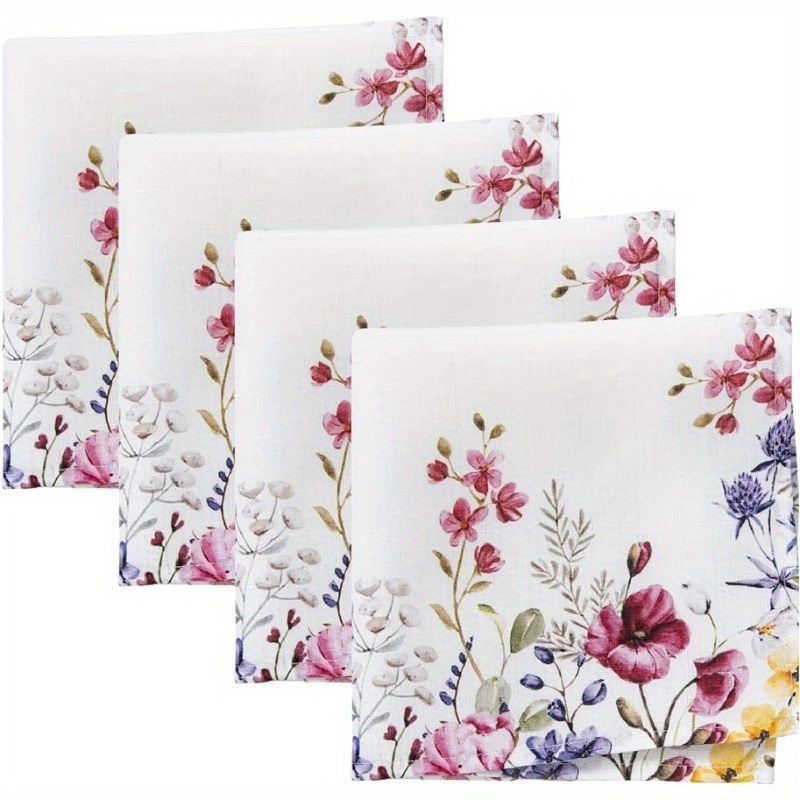 4pcs, Napkins, Summer Theme Colorful Wildflower Pattern Polyester Cloth Napkins, Reusable Colorful Printed Dinner Napkins, Washable Table Napkins
4pcs, Napkins, Summer Theme Colorful Wildflower Pattern Polyester Cloth Napkins, Reusable Colorful Printed Dinner Napkins, Washable Table Napkins