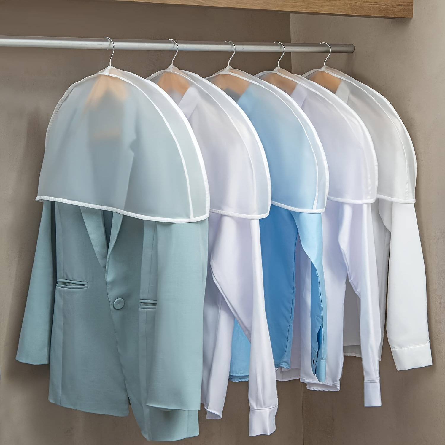 10pcs Transparent Suit Shoulder Cover Bags, Hanging Clothes Storage Bags For Shirt, Suit, Dress, Coat, Portable Garment Bags
10pcs Transparent Suit Shoulder Cover Bags, Hanging Clothes Storage Bags For Shirt, Suit, Dress, Coat, Portable Garment Bags