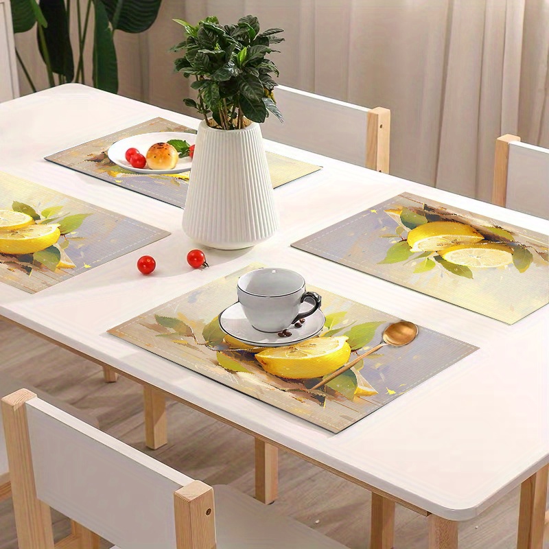 4pcs, Table Pads, Lemon Pattern Linen Placemats, Dining Table Mats For Kitchen & Restaurant Decor, Washable Home Party Table Linen Placemats, Home Dining Decor
4pcs, Table Pads, Lemon Pattern Linen Placemats, Dining Table Mats For Kitchen & Restaurant Decor, Washable Home Party Table Linen Placemats, Home Dining Decor
