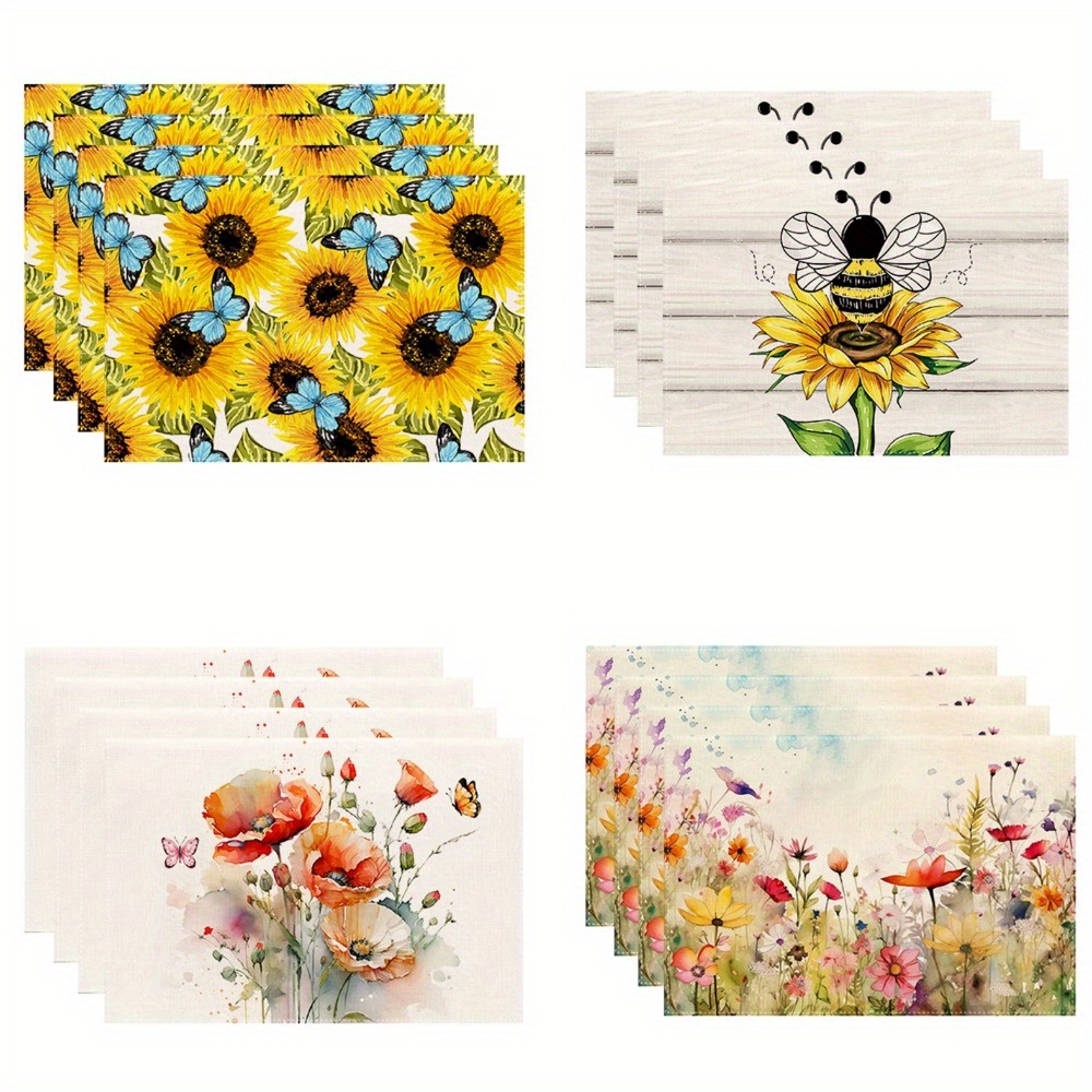4pcs Set Placemats - Vibrant Floral Watercolor Design, Polyester, Dining & Kitchen Decor, 12x18 Inch
4pcs Set Placemats - Vibrant Floral Watercolor Design, Polyester, Dining & Kitchen Decor, 12x18 Inch