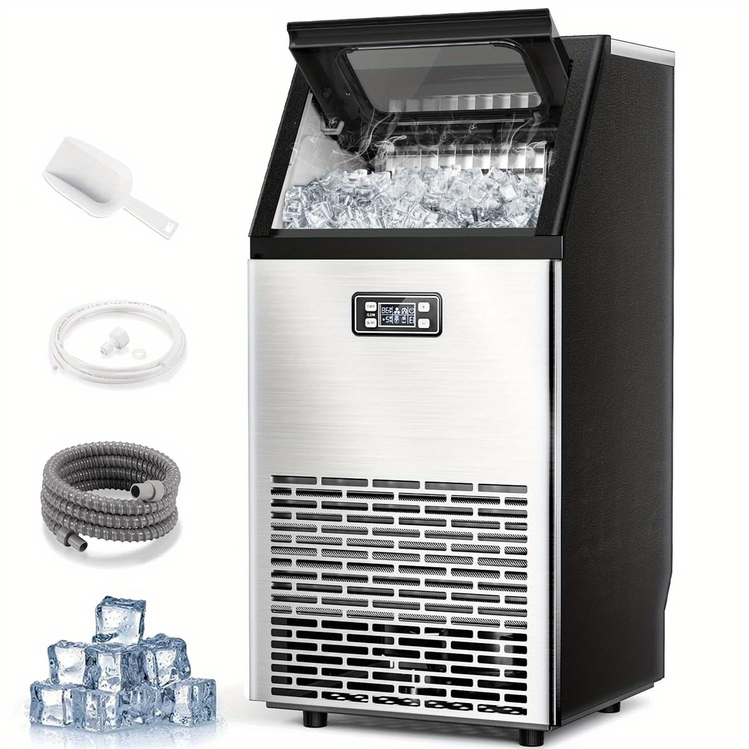 Commercial Ice Maker Machine, Lbs/24h Under Counter Ice Machine With 2 Way Water Inlet, 33lbs Ice Storage, Stainless Steel Freestanding, Self Cleaning Ice Makers For Home/restaurant/outdoor
Commercial Ice Maker Machine, Lbs/24h Under Counter Ice Machine With 2 Way Water Inlet, 33lbs Ice Storage, Stainless Steel Freestanding, Self Cleaning Ice Makers For Home/restaurant/outdoor