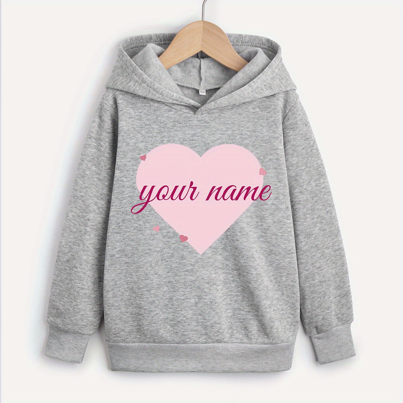Name Customized & Heart Pattern Print Girl's Personalized And Cozy Hooded Sweatshirt, Casual Long Sleeve Pullover Sweatshirt Tops
Name Customized & Heart Pattern Print Girl's Personalized And Cozy Hooded Sweatshirt, Casual Long Sleeve Pullover Sweatshirt Tops