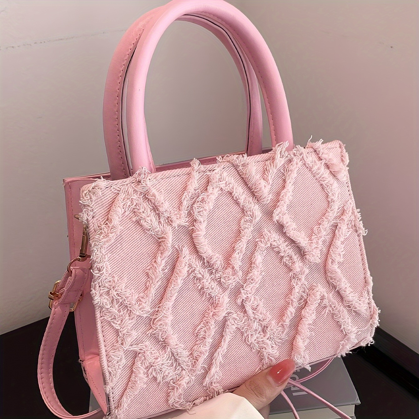 Fashion Denim Handbag, Women's Mini Crossbody Bag, Solid Color Tassel Tote Bag Square Purse
Fashion Denim Handbag, Women's Mini Crossbody Bag, Solid Color Tassel Tote Bag Square Purse