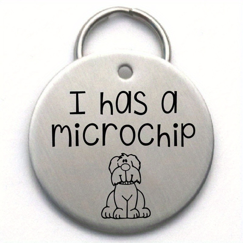 Silvery Round Stainless Steel Pet Id Tag With Engraved "i Has A Microchip" And Cute Dog Design - Other Patterned Dog Tag For Collar - 1pc
Silvery Round Stainless Steel Pet Id Tag With Engraved "i Has A Microchip" And Cute Dog Design - Other Patterned Dog Tag For Collar - 1pc