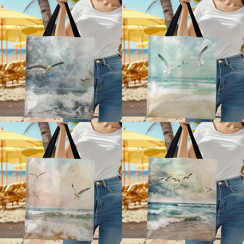 Seagulls & Sea Pattern Canvas Tote Bag, Large Capacity Shoulder Shopping Bag, Portable Casual Handbag, Perfect For Everday Use
Seagulls & Sea Pattern Canvas Tote Bag, Large Capacity Shoulder Shopping Bag, Portable Casual Handbag, Perfect For Everday Use