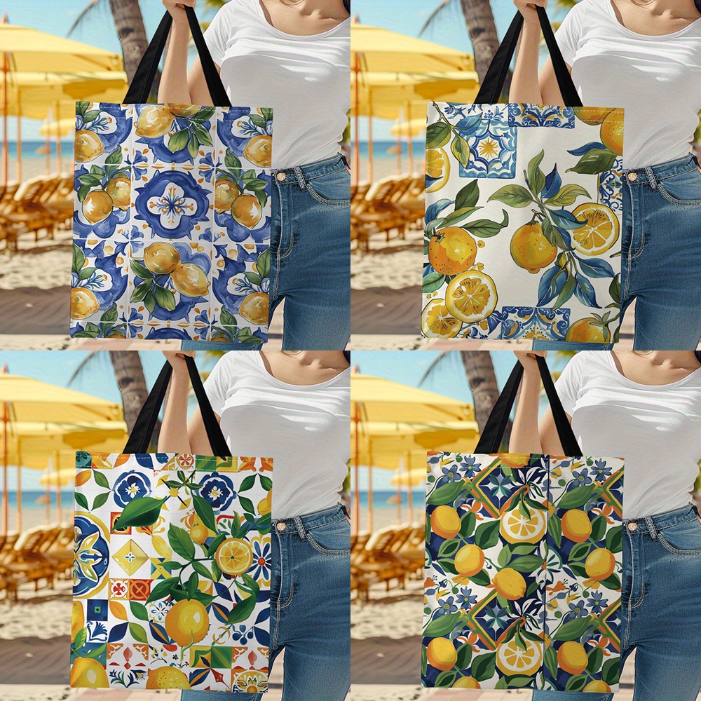 1pc Lemons Print Canvas Tote Bag, Perfect For Shopping, Casual Portable Shoulder Bag For Daily Use, Vacation
1pc Lemons Print Canvas Tote Bag, Perfect For Shopping, Casual Portable Shoulder Bag For Daily Use, Vacation