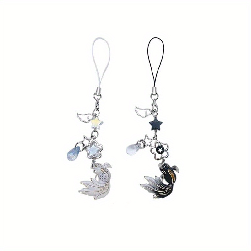 2pcs Anime Inspired Acrylic Phone Charms, Y2k Aesthetic Koi Fish And Star Beaded Phone Strap Lanyard, Keychain Pendant Duo For Phone Case, Bag Decor - Black & White
2pcs Anime Inspired Acrylic Phone Charms, Y2k Aesthetic Koi Fish And Star Beaded Phone Strap Lanyard, Keychain Pendant Duo For Phone Case, Bag Decor - Black & White