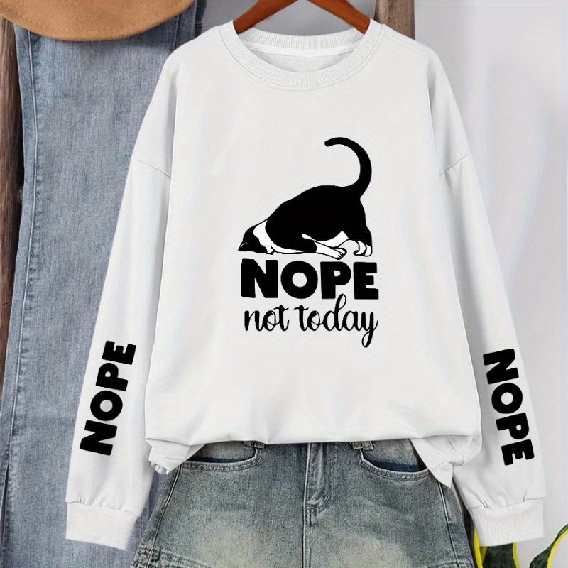 Cat & Letter Print Pullover Sweatshirt, Casual Long Sleeve Crew Neck Sweatshirt For Fall & Winter, Women's Clothing
Cat & Letter Print Pullover Sweatshirt, Casual Long Sleeve Crew Neck Sweatshirt For Fall & Winter, Women's Clothing