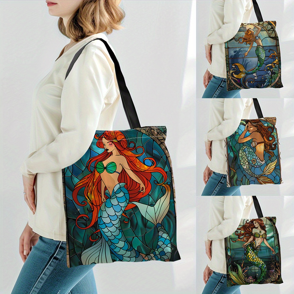 1pc Mermaid Pattern Canvas Tote Bag, Lightweight Large Shopping Bag, Fashion Canvas Shoulder Bag
1pc Mermaid Pattern Canvas Tote Bag, Lightweight Large Shopping Bag, Fashion Canvas Shoulder Bag