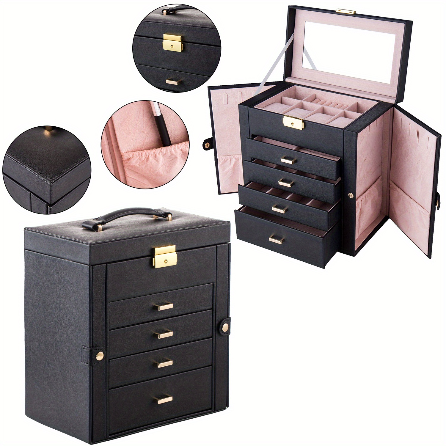Double Open 5-layer Jewelry Storage Box, Portable Cosmetics Storage Cabinet, Storage Box
Double Open 5-layer Jewelry Storage Box, Portable Cosmetics Storage Cabinet, Storage Box