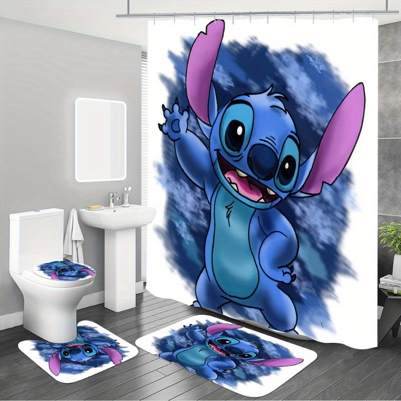 1/4pcs Stitch Print Shower Curtain Set, Non-slip Rug, Toilet Lid Mat And Bath Mat, Waterproof Bathroom Curtain With Free Hooks, Bathroom Accessories
1/4pcs Stitch Print Shower Curtain Set, Non-slip Rug, Toilet Lid Mat And Bath Mat, Waterproof Bathroom Curtain With Free Hooks, Bathroom Accessories